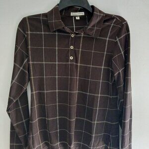 Fairway & Greene Brown Blouse stripped and beautiful for the office.